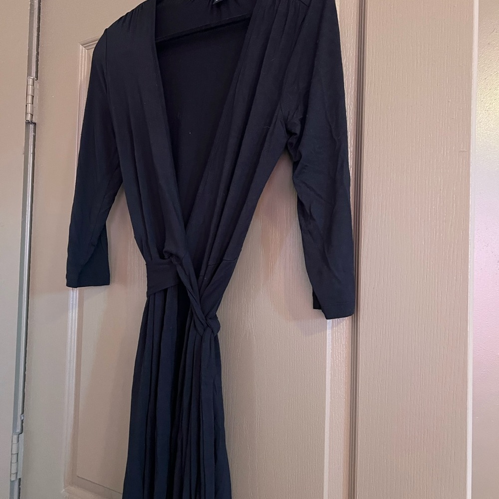 Black Cotton Banana Republic Wrap Dress, petite small